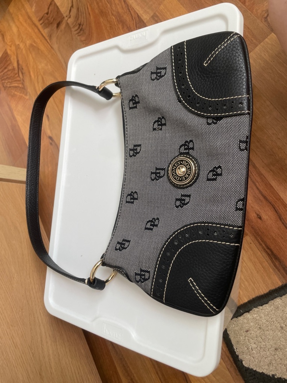 Dooney & Bourke Black and Gray Signature Canvas Shoulder Bag